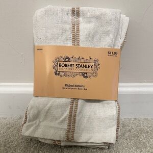 Robert Stanley Signature Collection Ribbed Napkins - White and Brown
